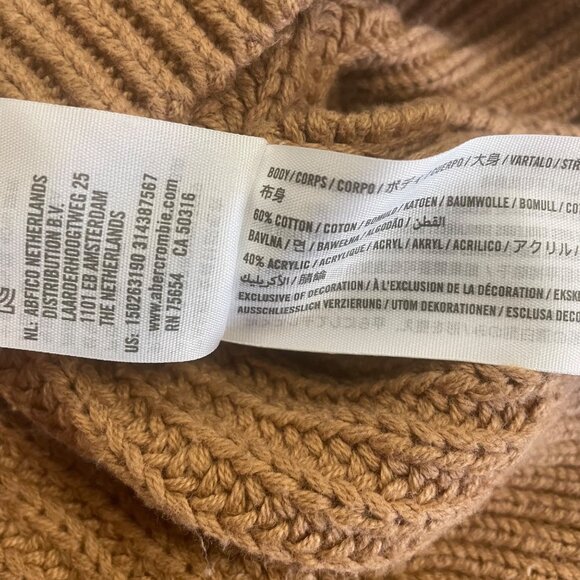 Abercrombie & Fitch Women's Knit Pullover Sweater Mock Neck Tan Size Large - Picture 9 of 9